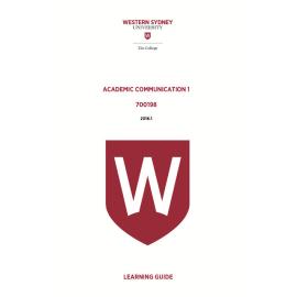 Learning Guide - 700198 Academic Communication 1 2016 1