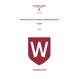Learning Guide - 700210 Introduction to Academic Communications 2 Term 1 (T1) 2016