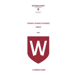 Learning Guide - 700227 Literacy in Health Science Term 1 (T1) 2016