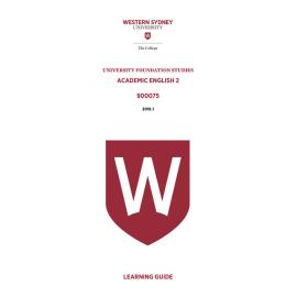 Learning Guide - 900075 Academic English 2 Term 1 (T1) 2016