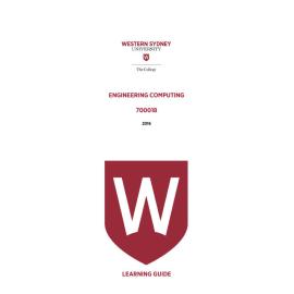 Learning Guide - 700018 Engineering Computing Term 2 (T2) 2016