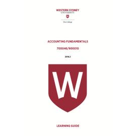 Learning Guide - 700046 / 900010 Accounting Fundamentals 2016 2