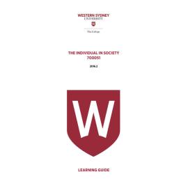 Learning Guide - 700051 Individual in Society Term 2 (T2) 2016