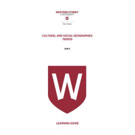 Learning Guide - 700055 Cultural and Social Geographies Term 2 (T2) 2016