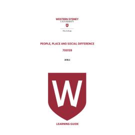 Learning Guide - 700159 People Place and Social Difference Term 2 (T2) 2016