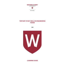 Learning Guide - 700169 Tertiary Study Skills in Engineering Term 2 (T2) 2016
