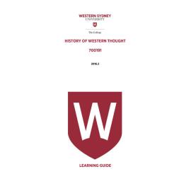 Learning Guide - 700191 History of Western Thought Term 2 (T2) 2016