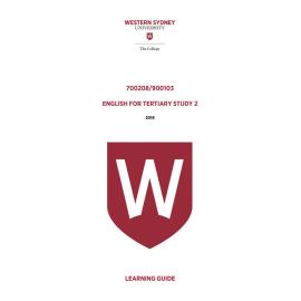 Learning Guide - 700208-900103 English for Tertiary Study 2 2016 2