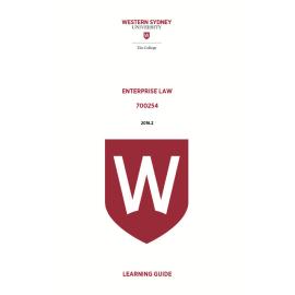 Learning Guide - 700254 Enterprise Law Term 2 (T2) 2016