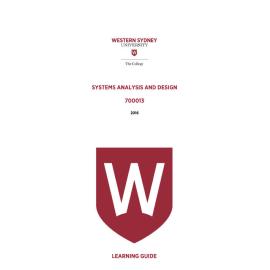 Learning Guide - 700013 Systems Analysis and Design Term 3 (T3) 2016