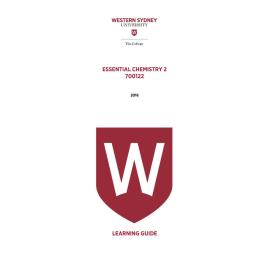 Learning Guide - 700122 Essential Chemistry 2 Term 3 (T3) 2016