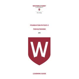 Learning Guide - 700145-900080 Foundation Physics 2 Term 3 (T3) 2016