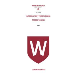 Learning Guide - 700204 / 900084 Introductory Programming Term 3 (T3) 2016