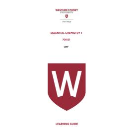 Learning Guide - 700121 Essential Chemistry 1 Term 3 (T3) 2017
