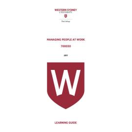 Learning Guide - 700030 Managing People at Work Term 3 (T3) 2017