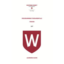 Learning Guide - 700008 Programming Fundamentals Term 3 (T3) 2017