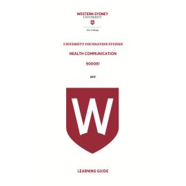 Learning Guide - 900081 Health Communication Term 2 (T2) 2017