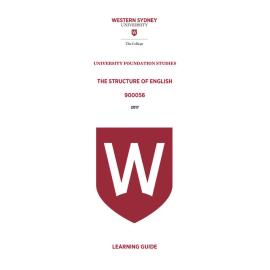 Learning Guide - 900056 The Structure of English Term 2 (T2) 2017