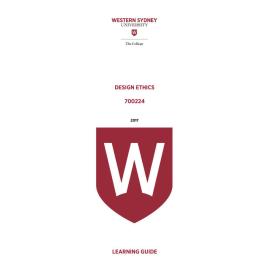 Learning Guide - 700224 Design Ethics Term 2 (T2) 2017