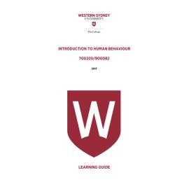 Learning Guide - 700220-900082 Introduction to Human Behaviour Term 2 (T2) 2017