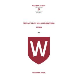 Learning Guide - 700169 Tertiary Study Skills in Engineering Term 2 (T2) 2017