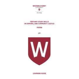 Learning Guide - 700168 TSS Criminal and Community Justice Term 2 (T2) 2017