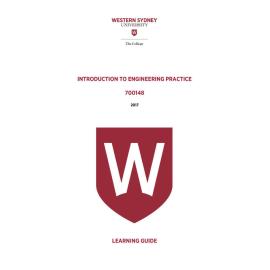 Learning Guide - 700148 Introduction to Engineering Practice Term 2 (T2) 2017