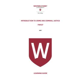 Learning Guide - 700127 Intro to Crime and Criminal Justice Term 2 (T2) 2017
