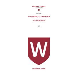 Learning Guide - 700231 / 900105 Fundamentals of Science Term 1 (T1) 2017