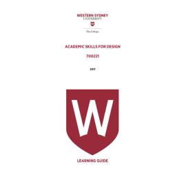 Learning Guide - 700221 Academic Skills for Design Term 1 (T1) 2017