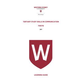 Learning Guide - 700176 TSS in Communication Term 1 (T1) 2017