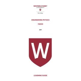 Learning Guide - 700151 Engineering Physics Term 1 (T1) 2017
