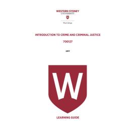 Learning Guide - 700127 Intro to Crime and Criminal Justice Term 1 (T1) 2017