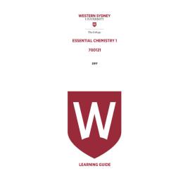 Learning Guide - 700121 Essential Chemistry 1 Term 1 (T1) 2017