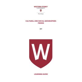 Learning Guide - 700055 Cultural and Social Geographies Term 1 (T1) 2017