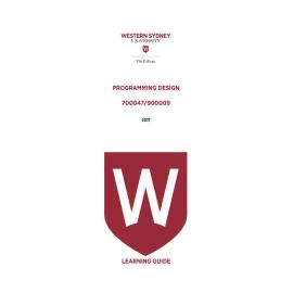 Learning Guide - 700047 / 900009 Programming Design Term 1 (T1) 2017