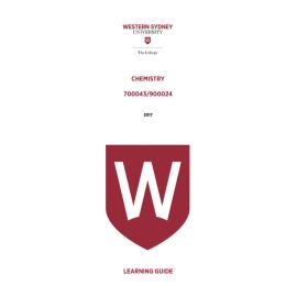Learning Guide - 700043 / 900024 Chemistry Term 1 (T1) 2017