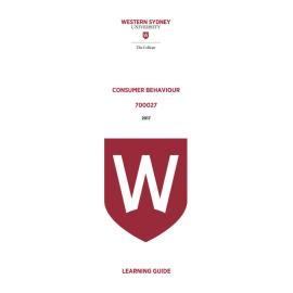 Learning Guide - 700027 Consumer Behaviour Term 1 (T1) 2017