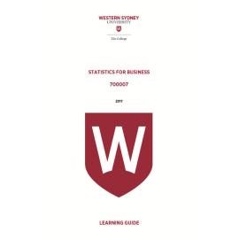 Learning Guide - 700007 Statistics for Business Term 1 (T1) 2017