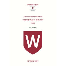 Learning Guide - 700113 Fundamentals of Mechanics Quarter 4 (Q4) 2017