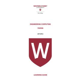 Learning Guide - 700106 Engineering Computing Quarter 2 (Q2) 2017