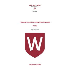 Learning Guide - 700112 Fundamentals for Engineering Studies Quarter 1 (Q1) 2017