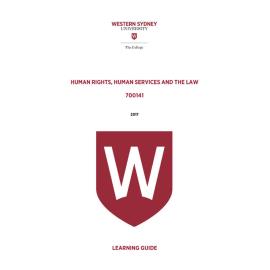 Learning Guide - 700141 Human Rights Human Services and the Law Term 3 (T3) 2017