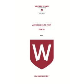 Learning Guide - 700136 Approaches to Text Term 3 (T3) 2017