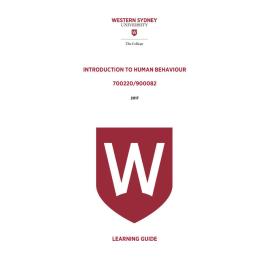 Learning Guide - 700220 / 900082 Introduction to Human Behaviour Term 3 (T3) 2017