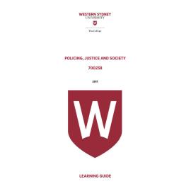 Learning Guide - 700238 Policing Justice and Society Term 3 (T3) 2017