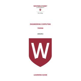 Learning Guide - 700106 Engineering Computing Quarter 2 (Q2) 2018