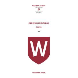 Learning Guide - 700116 Mechanics of Materials Quarter 2 (Q2) 2018