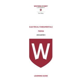 Learning Guide - 700104 Electrical Fundamentals Quarter 3 (Q3) 2018