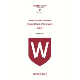 Learning Guide - 700113 Fundamentals of Mechanics Quarter 4 (Q4) 2018